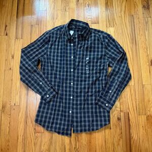 Banana Republic Blue Yellow Plaid Button Up Wrinkle Resistant Athletic Fit Sz M